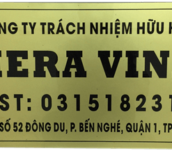 [Xưởng Mica] Bảng Hiệu Mica Công Ty Kt 200x300mm, Nền Đồng, Chữ Đen Theo Yêu Cầu